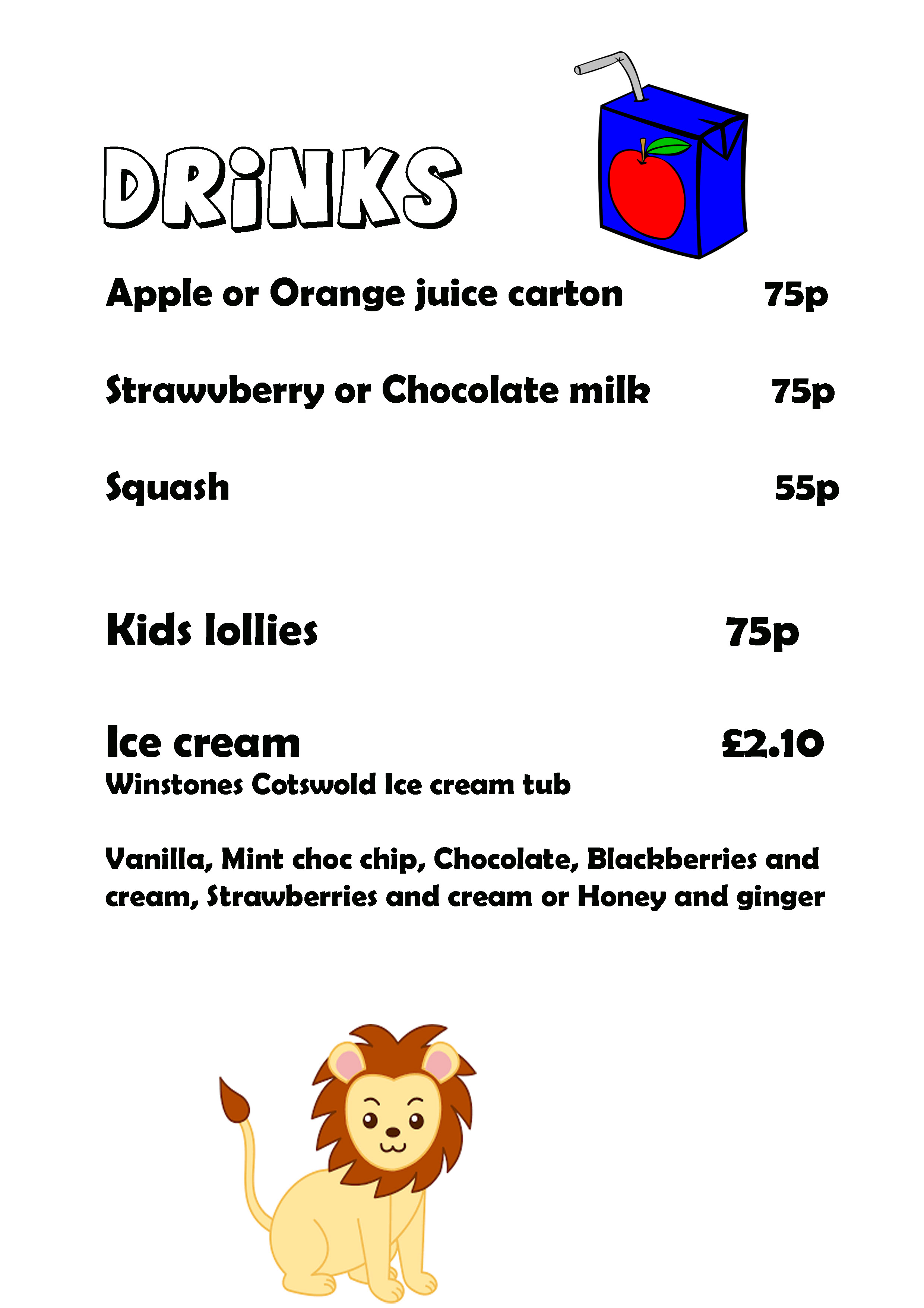 Vale and Downland Museum Cafe Kids menu 2 copy