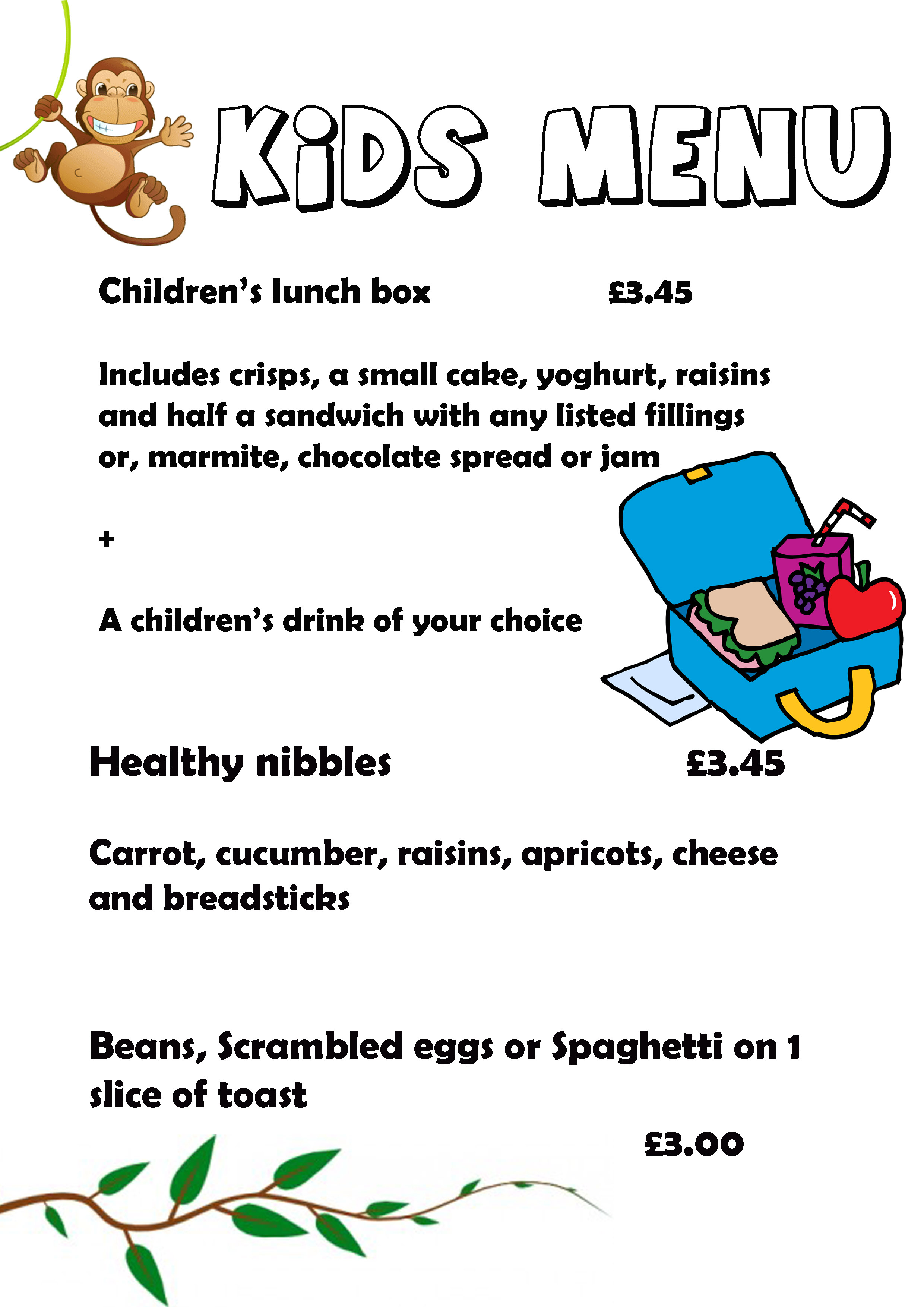 Vale and Downland Museum Cafe Kids menu1